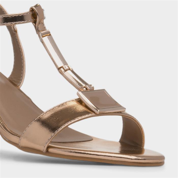 Blaze Womens Gold Buckle Heeled Sandal