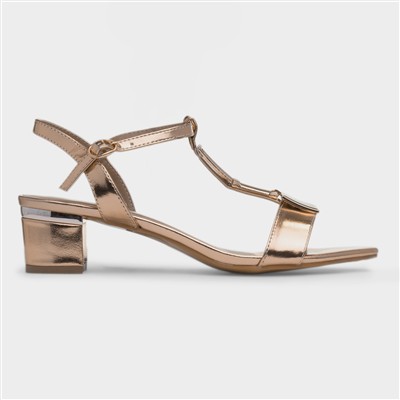 Blaze Womens Gold Buckle Heeled Sandal