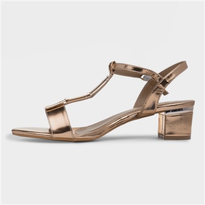 Blaze Womens Gold Buckle Heeled Sandal