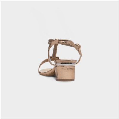 Blaze Womens Gold Buckle Heeled Sandal