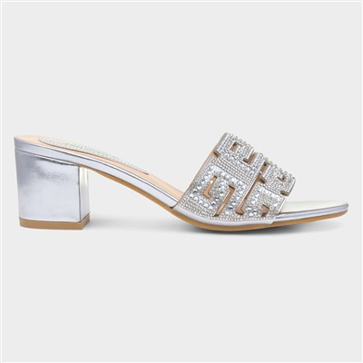 Billie Womens Silver Diamante Heel