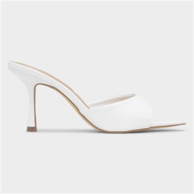 Ariel Womens White Mule Heels