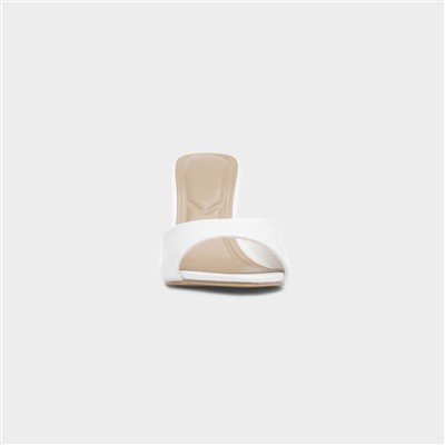 Ariel Womens White Mule Heels