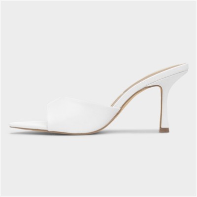 Ariel Womens White Mule Heels