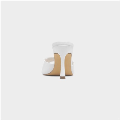 Ariel Womens White Mule Heels