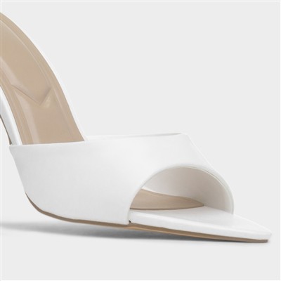 Ariel Womens White Mule Heels