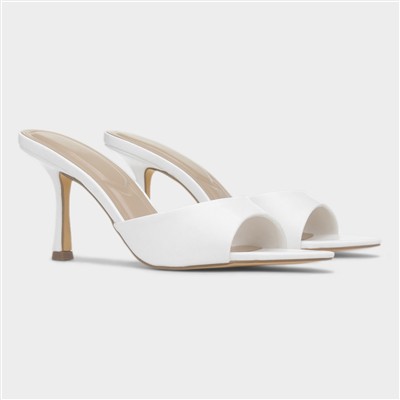 Ariel Womens White Mule Heels