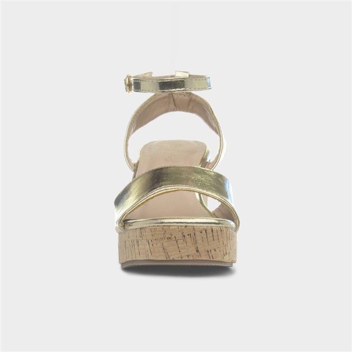 Ariel Womens Gold Wedge Heel Sandal