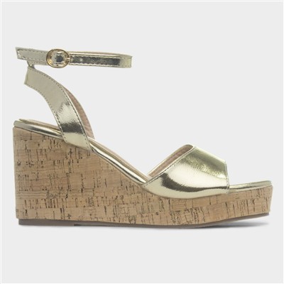 Ariel Womens Gold Wedge Heel Sandal