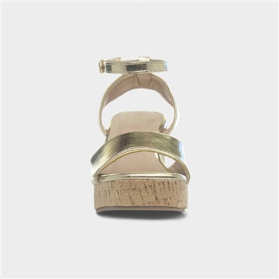 Ariel Womens Gold Wedge Heel Sandal