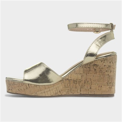 Ariel Womens Gold Wedge Heel Sandal