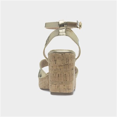 Ariel Womens Gold Wedge Heel Sandal