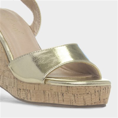 Ariel Womens Gold Wedge Heel Sandal