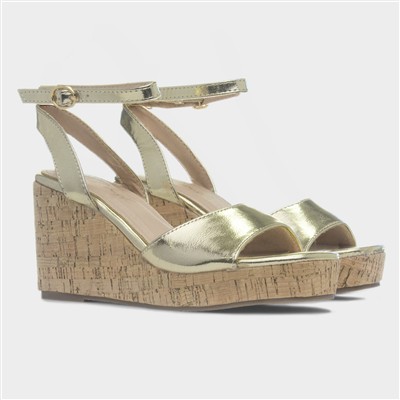 Ariel Womens Gold Wedge Heel Sandal