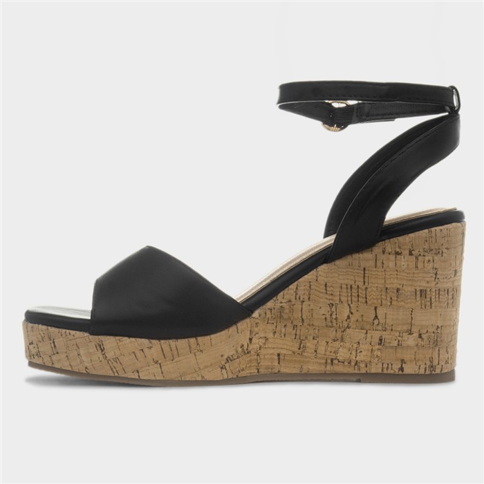 Ariel Womens Black Wedge Heel Sandal