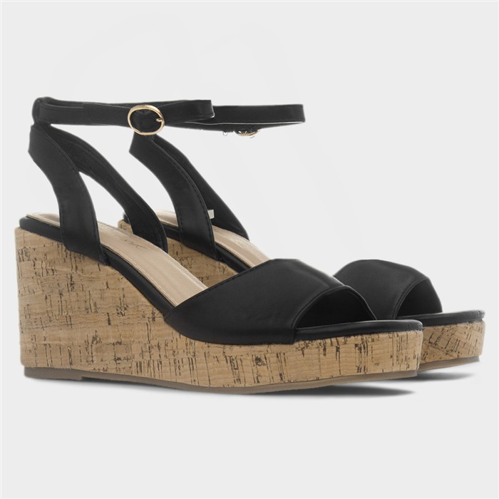 Ariel Womens Black Wedge Heel Sandal