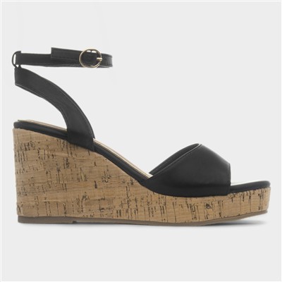 Ariel Womens Black Wedge Heel Sandal