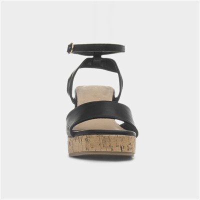 Ariel Womens Black Wedge Heel Sandal