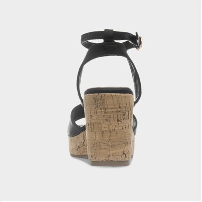 Ariel Womens Black Wedge Heel Sandal