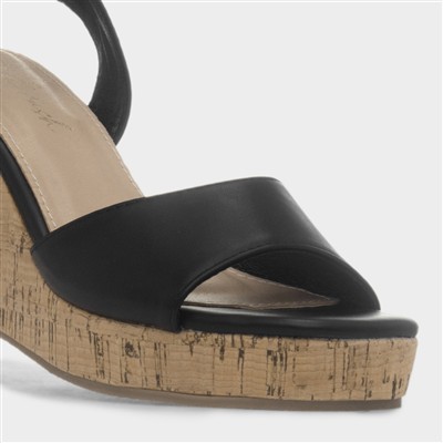 Ariel Womens Black Wedge Heel Sandal