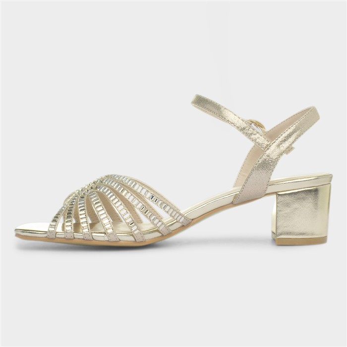 Twinkle Womens Gold Strappy Diamante Heel