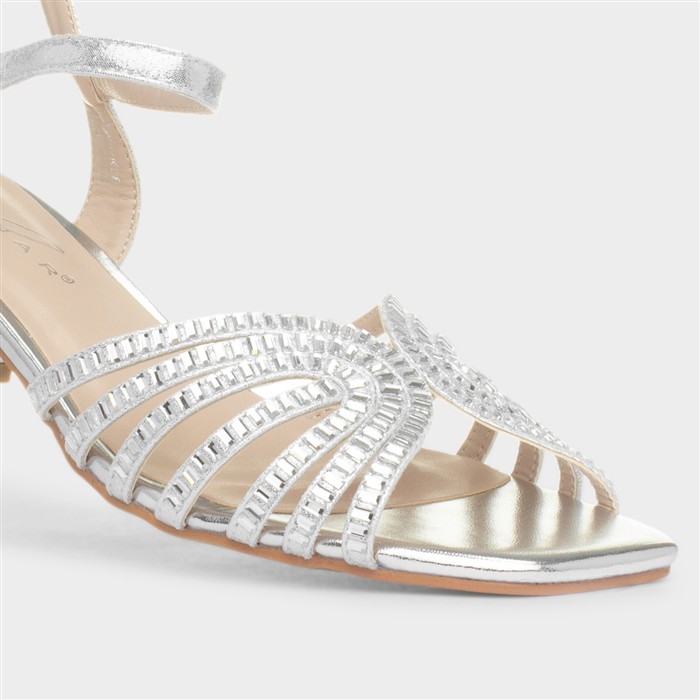 Twinkle Womens Silver Strappy Heel