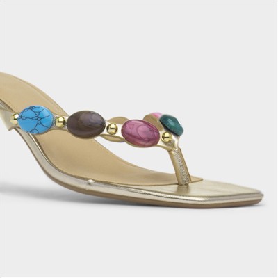 Lilah Womens Gold Heeled Sandal