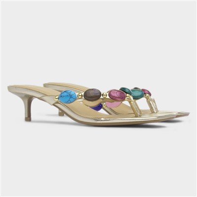 Lilah Womens Gold Heeled Sandal
