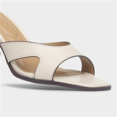 Martha Cream Mule Heeled Sandal
