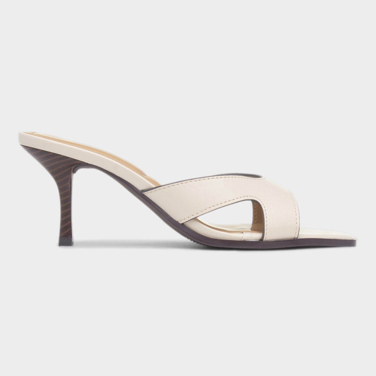 Martha Cream Mule Heeled Sandal