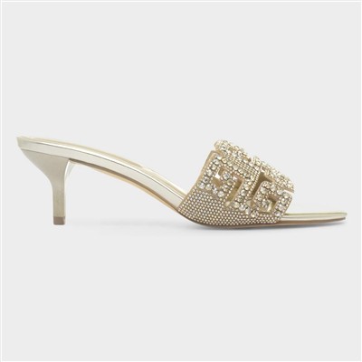 Evie Womens Gold Diamante Heel