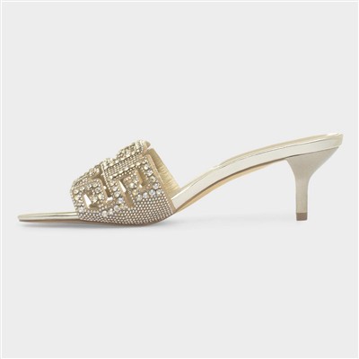 Evie Womens Gold Diamante Heel