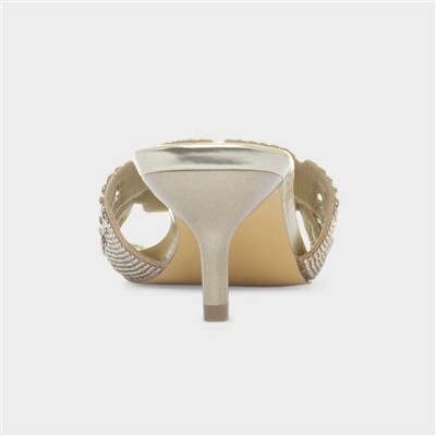Evie Womens Gold Diamante Heel
