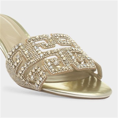Evie Womens Gold Diamante Heel