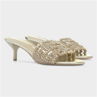 Evie Womens Gold Diamante Heel