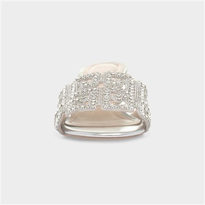 Evie Womens Silver Diamante Hee