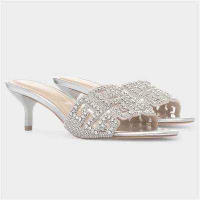 Evie Womens Silver Diamante Hee