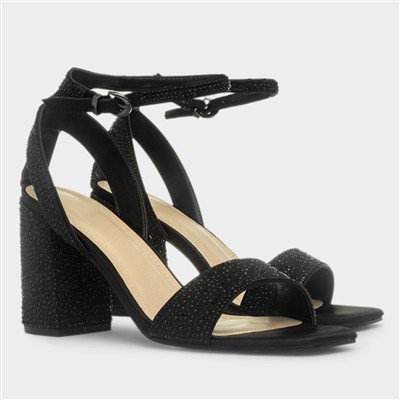 Judy Womens Black Diamante Heel