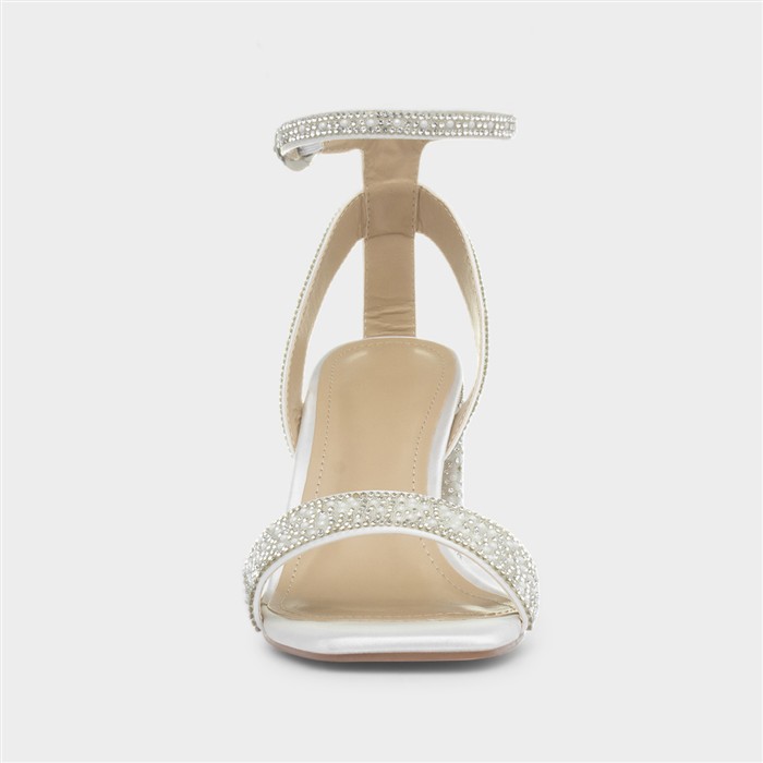 Judy Womens White Diamante Heel