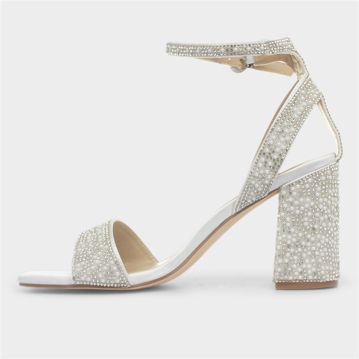 Judy Womens White Diamante Heel