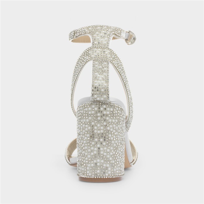 Judy Womens White Diamante Heel