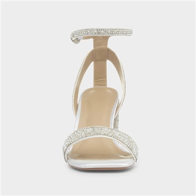 Judy Womens White Diamante Heel