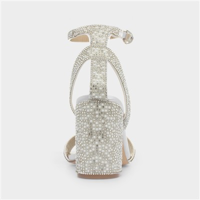 Judy Womens White Diamante Heel