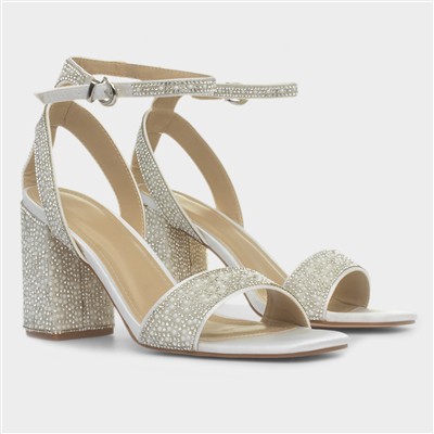 Judy Womens White Diamante Heel