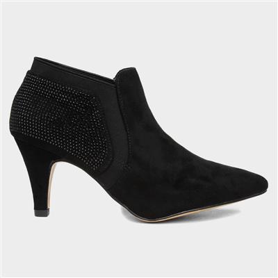 Kristina Womens Black Diamante Heeled Shoes