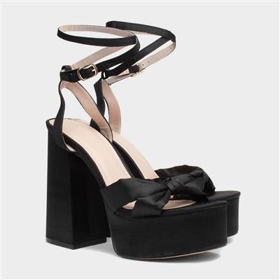 Truffle Amerie Womens Black Satin Platform Heel-149048 | Shoe Zone