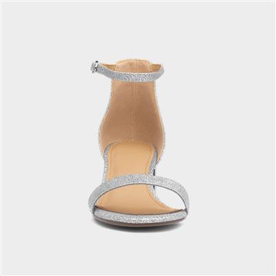 Truffle Halla1 Womens Silver Shimmer Heeled Sandal-149084 | Shoe Zone