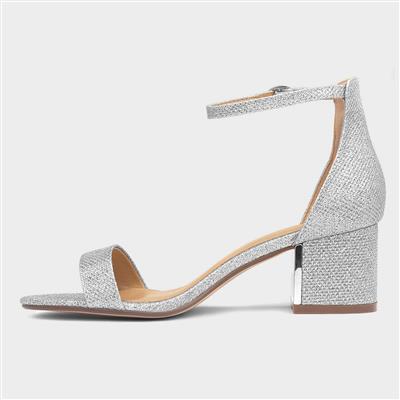 Truffle Halla Womens Silver Shimmer Heeled Sandal