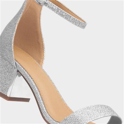 Truffle Halla Womens Silver Shimmer Heeled Sandal