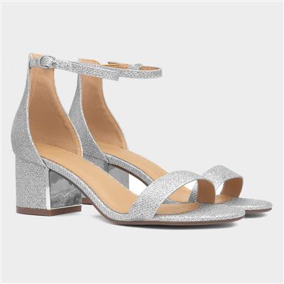 Truffle Halla Womens Silver Shimmer Heeled Sandal